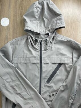 Legendary Outdoors Men's Fishing Rain Jacket Grey Water Resistant Hooded Large